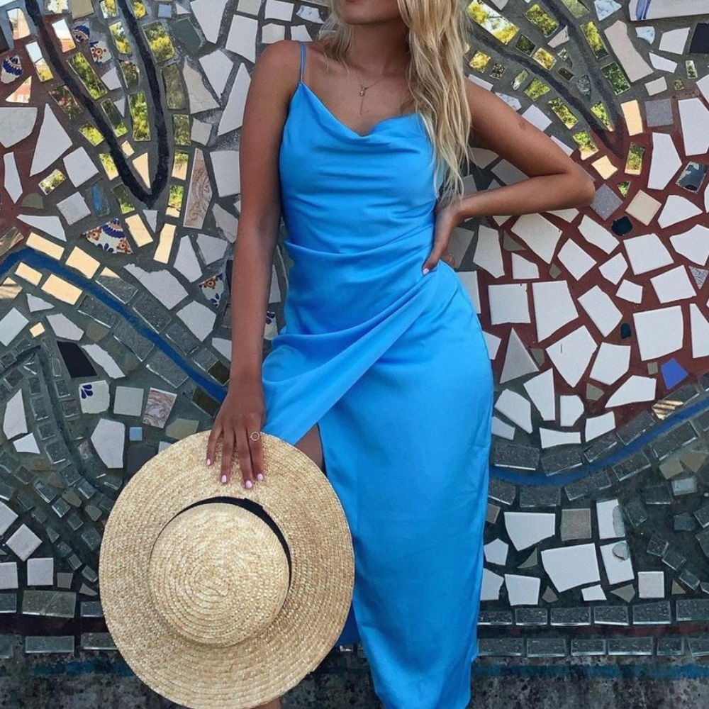Re:named — Blue Midi Slip Dress